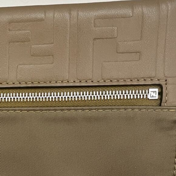 Fendi Zucca Monogram Clutch bag Pouch Nylon Leather khaki Brown Purse - Picture 3 of 13